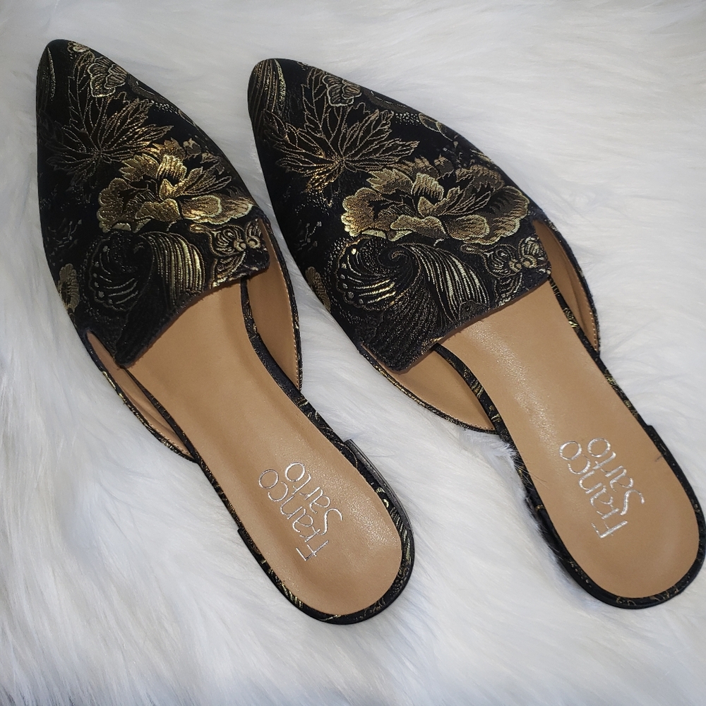 Franco Sarto Mule Black and Gold